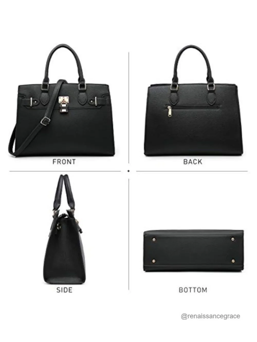 Ladies Vegan Leather Satchel Tote Work Bag with Matching Clutch
